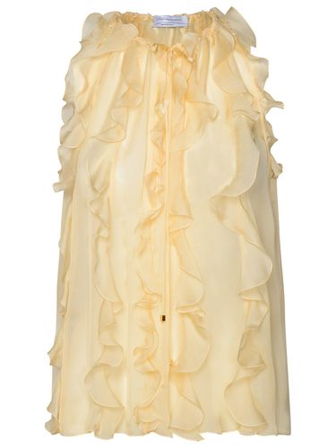 Blumarine Cream Silk Tank Top - Blumarine - Modalova