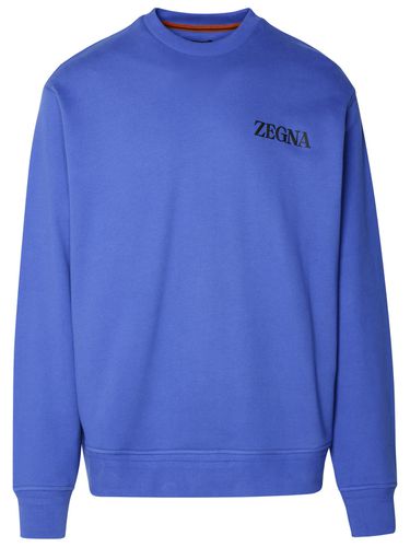 Zegna Blue Cotton Sweatshirt - Zegna - Modalova