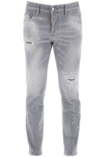 Skater Jeans In Grey Spotted Wash - Dsquared2 - Modalova