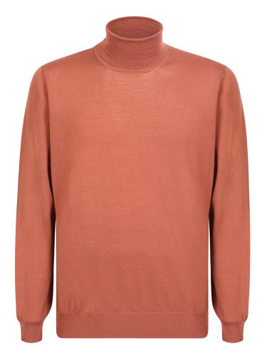 High Neck Wool Sweater Salmon - Lardini - Modalova