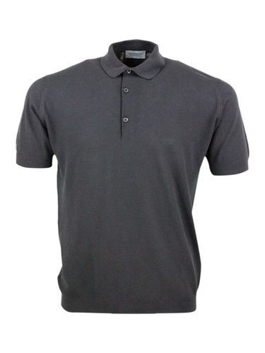 Short-sleeved Polo Shirt In Extrafine Piqué Cotton Thread With Three Buttons - John Smedley - Modalova