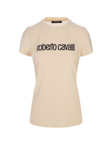 Ivory T-shirt With Logo - Roberto Cavalli - Modalova
