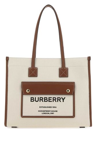 Ivory Canvas Freya Shopping Bag - Burberry - Modalova