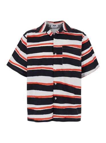 Shirt With All-over Asymmetric Striped Motif In Cotton Man - MSGM - Modalova