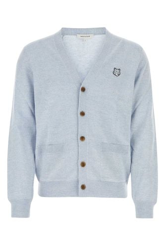 Melange Pastel Light Blue Wool Cardigan - Maison Kitsuné - Modalova