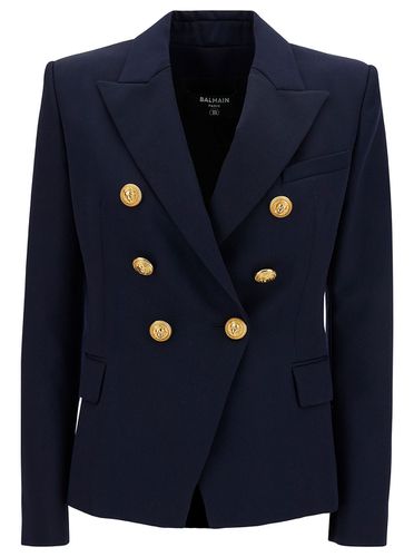 Double-breasted Jacket With Jewel Buttons In Wool Woman - Balmain - Modalova
