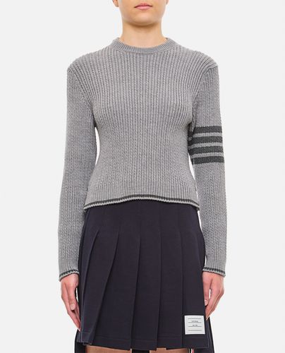 Merino Wool Baby Cable Cropped Crew Neck Pullover - Thom Browne - Modalova