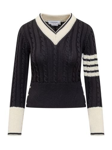 Baby Cable V Neck Sweater - Thom Browne - Modalova