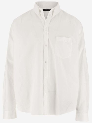 Cotton Poplin Shirt With Logo - Balenciaga - Modalova