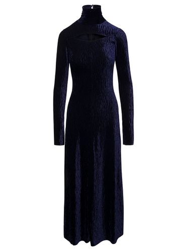 Forte_Forte Long Blue Dress With High Neck And Cut-out In Crushed Velvet Woman - Forte Forte - Modalova