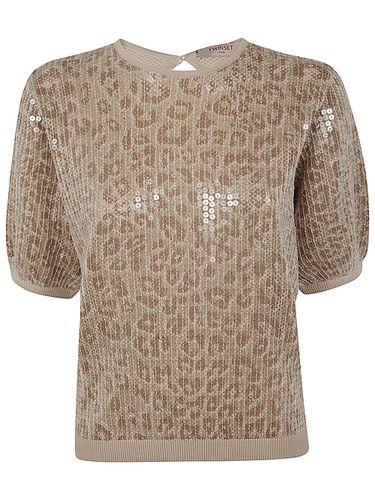 Short Sleeve Sequined Pullover - TwinSet - Modalova