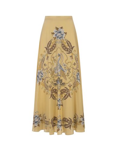 Crepe De Chine Long Skirt With Print - Etro - Modalova