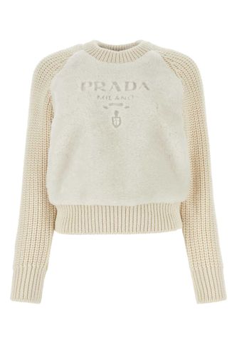 Ivory Shearling And Alpaca Sweater - Prada - Modalova