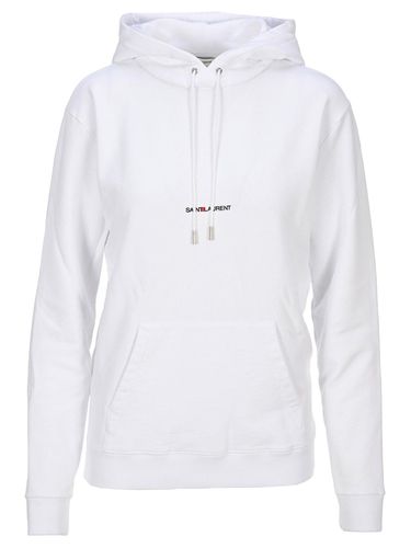 Logo Embroidered Long-sleeved Hoodie - Saint Laurent - Modalova