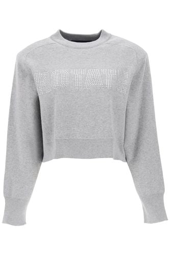 Cropped Sweater With Rhinestone-studded Logo - Rotate by Birger Christensen - Modalova