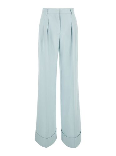 Light Blue Straight Pants With Pinces In Line Blend Woman - The Andamane - Modalova