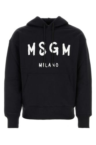 MSGM Black Cotton Sweatshirt - MSGM - Modalova