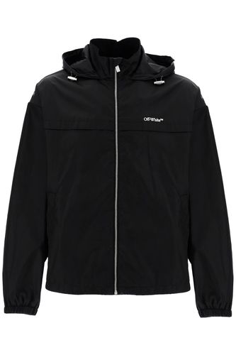 Boxy Windbreaker Jacket With Hood - Off-White - Modalova