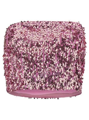 Pink Crop Top With All-over Sequins In Recycled Fabric Woman - Rotate by Birger Christensen - Modalova