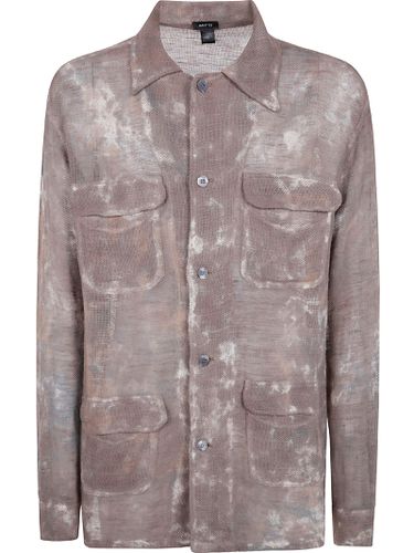 Dirty Effect Linen And Cotton Net Fabric Shirt With Pockets - Avant Toi - Modalova