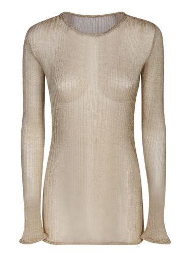 Ribbed Jersey Gold Crewneck Top - Sapio - Modalova