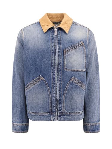 Jacket With Classic Collar In Denim Man - Alexander McQueen - Modalova