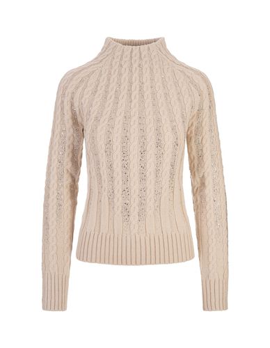 Rose Beige High-neck Sweater With Crystals - Ermanno Scervino - Modalova