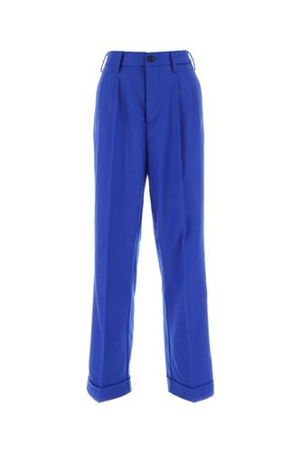 Electric Blue Stretch Wool Blend Wide-leg Pant - Marni - Modalova