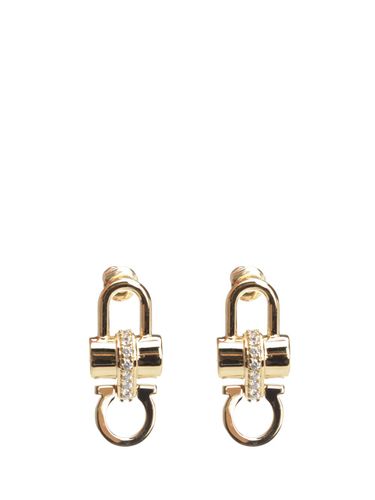 Crystal Embellished Padlock Earrings - Ferragamo - Modalova