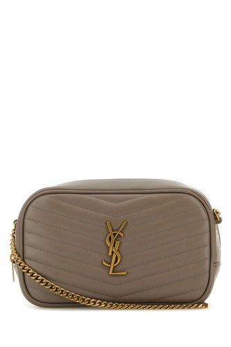 Dove Grey Leather Mini Lou Crossbody Bag - Saint Laurent - Modalova