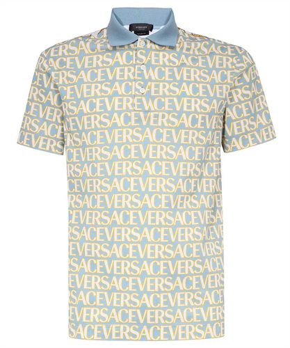 Short Sleeve Cotton Pique Polo Shirt - Versace - Modalova