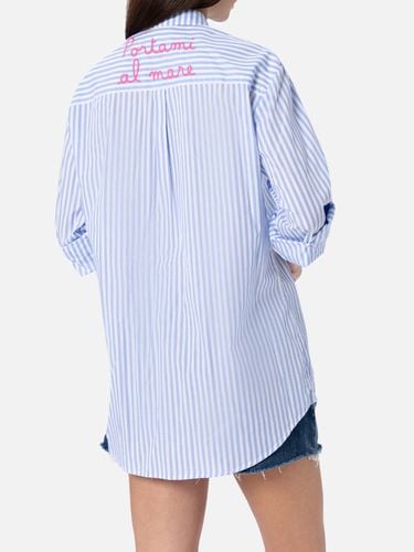 Woman Cotton Shirt Brigitte With Light Blue Striped Print - MC2 Saint Barth - Modalova