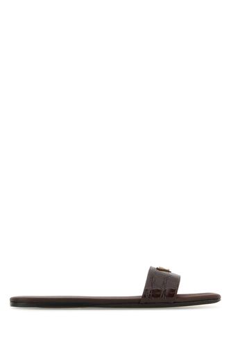 Prada Chocolate Leather Slippers - Prada - Modalova