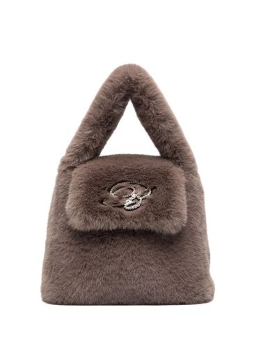 Green Faux Fur Mini Bag With Flap And Logo - Blumarine - Modalova