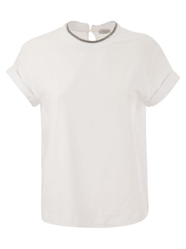 Stretch Cotton Jersey T-shirt With Precious Faux-layering - Brunello Cucinelli - Modalova