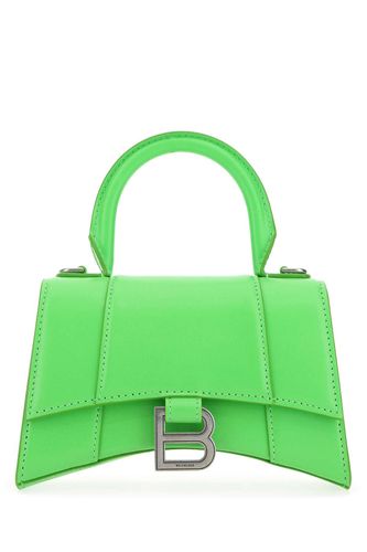 Fluo Green Leather Xs Hourglass Handbag - Balenciaga - Modalova