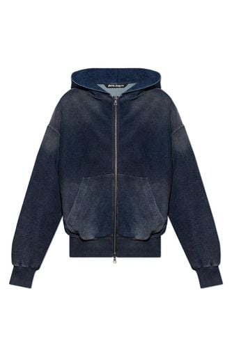 Monogram Printed Zip-up Denim Jacket - Palm Angels - Modalova