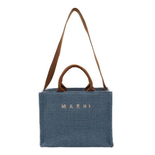 Logo Embroidered Woven Tote Bags - Marni - Modalova