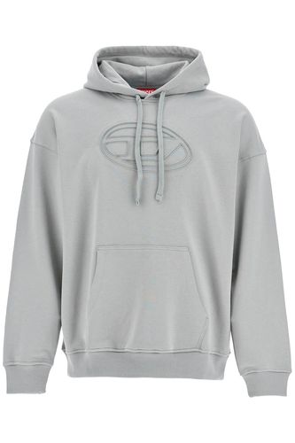 Mens Grey Cotton Hoodie With Kangaroo Pocket - Diesel - Modalova