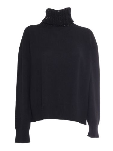 Turtle Neck Sweater With Sequin Collar - Fabiana Filippi - Modalova