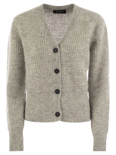 Mohair Blend Cardigan With Micro Sequins - Fabiana Filippi - Modalova