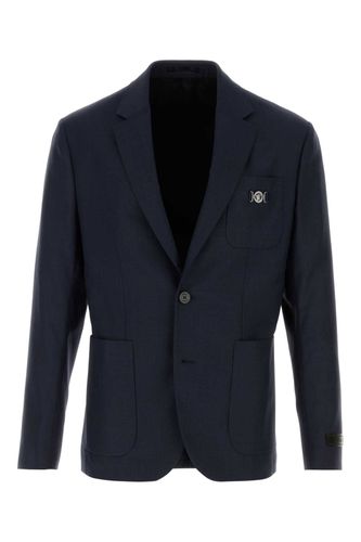 Versace Dark Blue Wool Blazer - Versace - Modalova