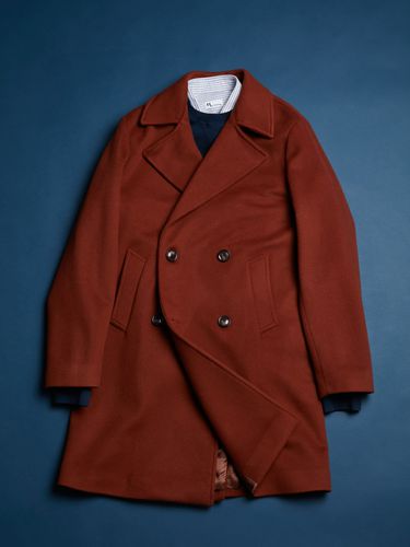 Aalbany Rust Double Breasted Coat - doppiaa - Modalova