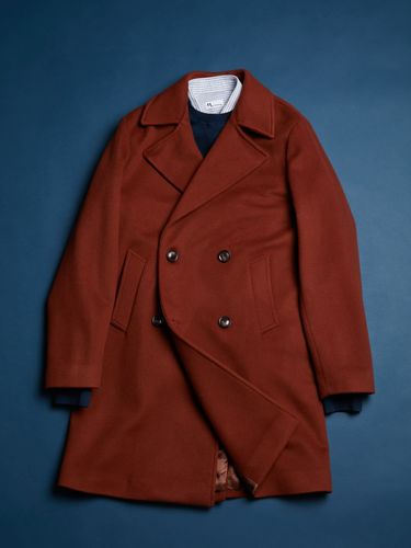 Aalbany Rust Double Breasted Coat - doppiaa - Modalova