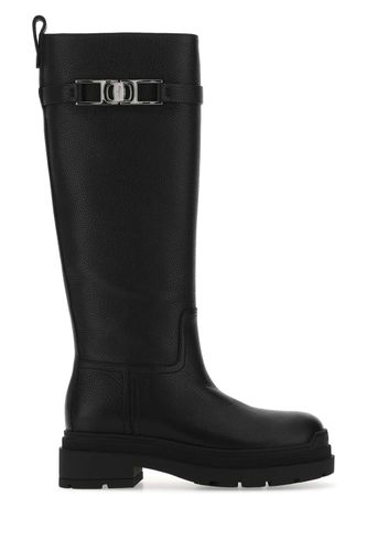 Ferragamo Black Leather Ryder Boots - Ferragamo - Modalova