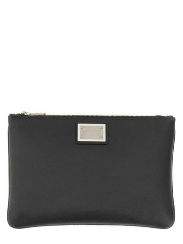 Clutch With Logo Plaque - Dolce & Gabbana - Modalova