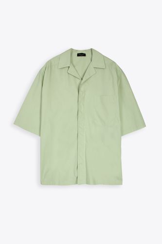 Camicia Mc Over Popeline Sage green poplin bowling shirt with short sleeves - Roberto Collina - Modalova