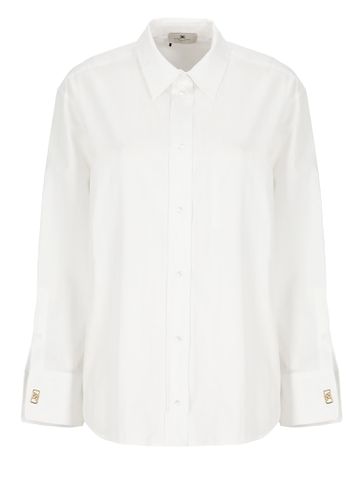 Striped Jacquard Poplin Shirt With Cufflinks - Elisabetta Franchi - Modalova