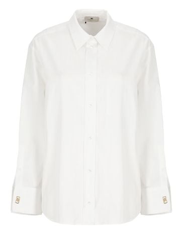 Striped Jacquard Poplin Shirt With Cufflinks - Elisabetta Franchi - Modalova