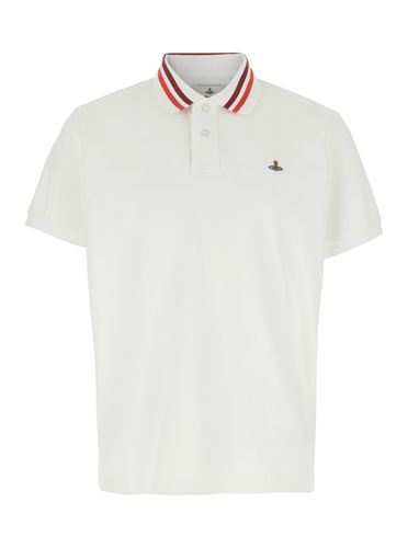 Polo Shirt With Contrasting Collar And Orb Logo Detail On The Front In Cotton Man - Vivienne Westwood - Modalova